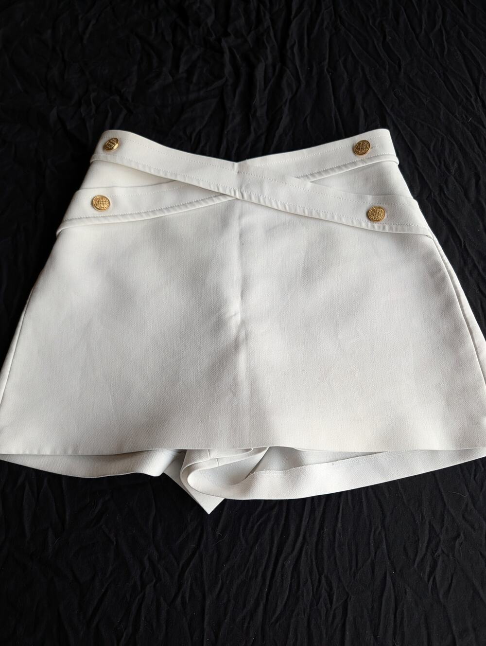 Zara White Sailor Skort Gold Button Old Money Coastal Grandmother Size M